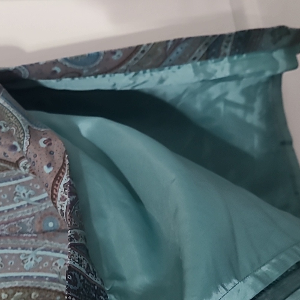 Charter Club Teal and Gray Paisley A-Line Skirt - Picture 5 of 6